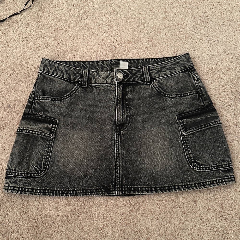 Black denim skirt